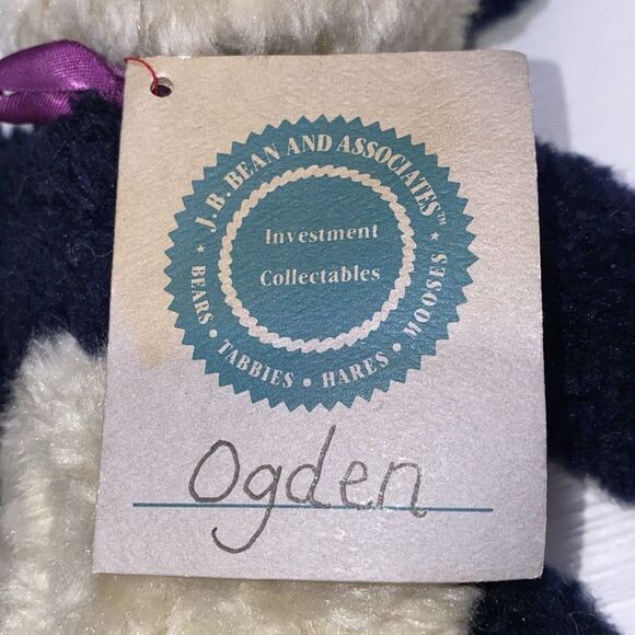 Vintage Boyds Bear Ogden Jointed Plush Panda Bear with Purple Bow 1985-1996 - Picture 10 of 13